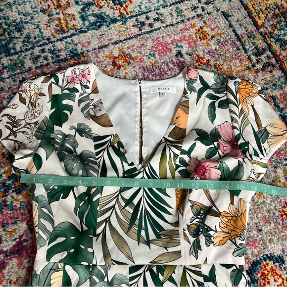 Milly Tropical‎ Floral Mini Dress in Green and Pink - Picture 13 of 15